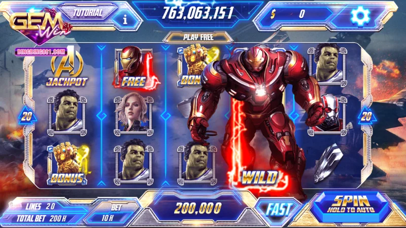 Avengers là tựa game nổ bật khi nhắc đến nổ hũ Gemwin